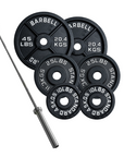 Olympic Barbell Plus Bundle : Olympic Barbell + Cast Iron Weight Plates Kit 2X45 Lbs , 2X25 Lbs , 2X10 Lbs