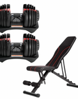Ensemble à rabais : Ensemble de deux haltères réglables (5-52,5 lb) + Banc d'entraînement